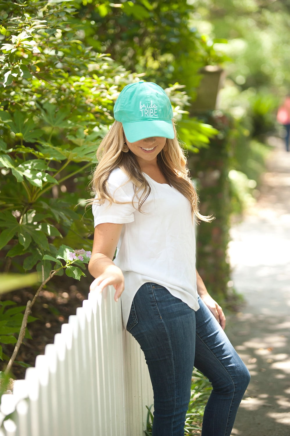 Mint Bride Tribe Cap in White Thread