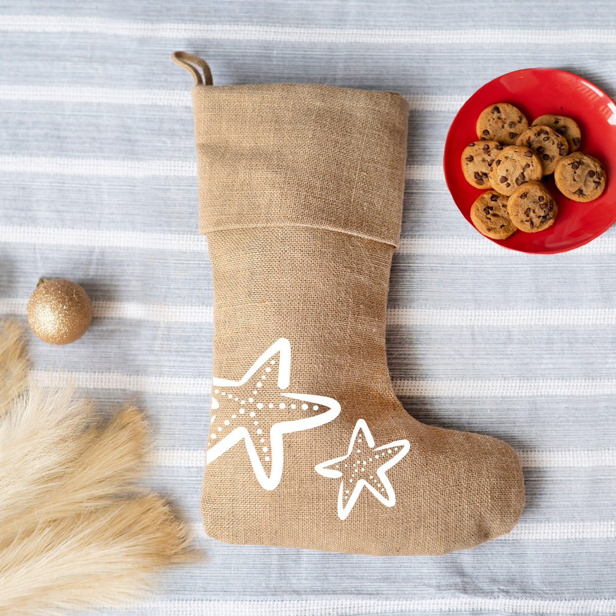 Starfish Burlap Stocking