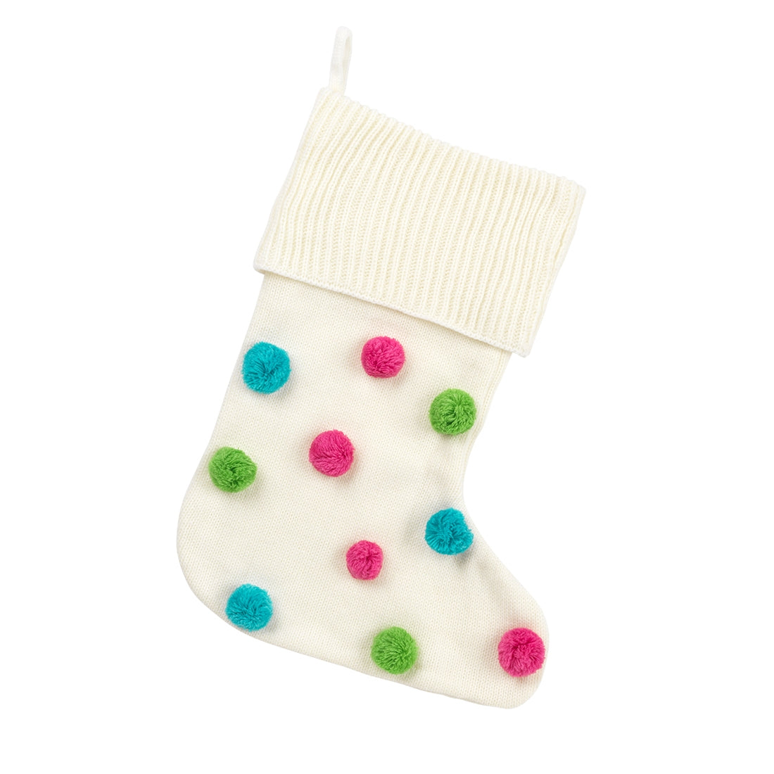 Multi-Color Pom-Pom Stocking