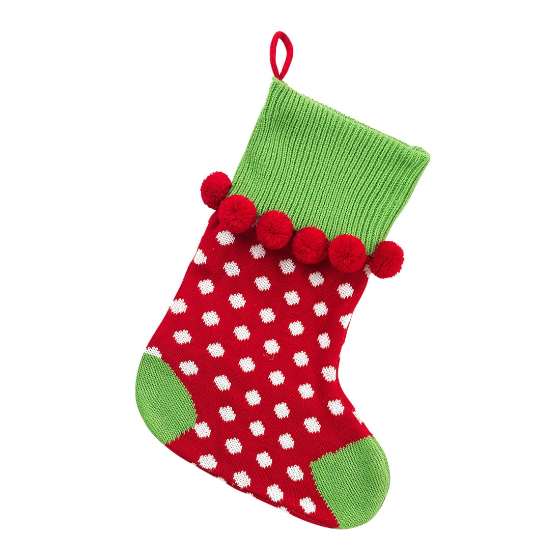 Red Dot Pom-Pom Knit Stocking