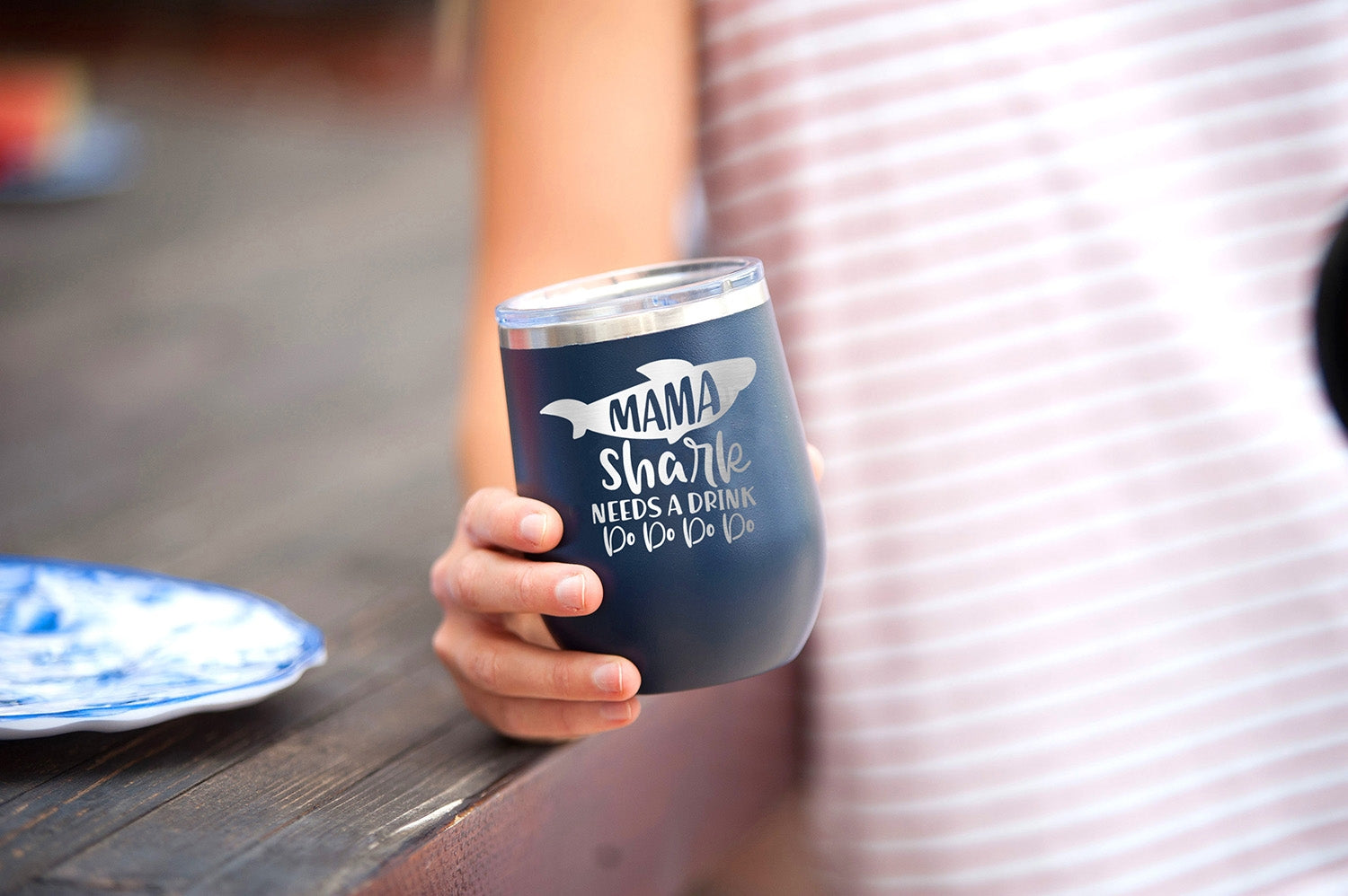 Mama Shark Navy 12oz Insulated Tumbler